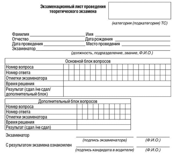 купить лист сдачи теоретического экзамена ПДД в Белокурихе